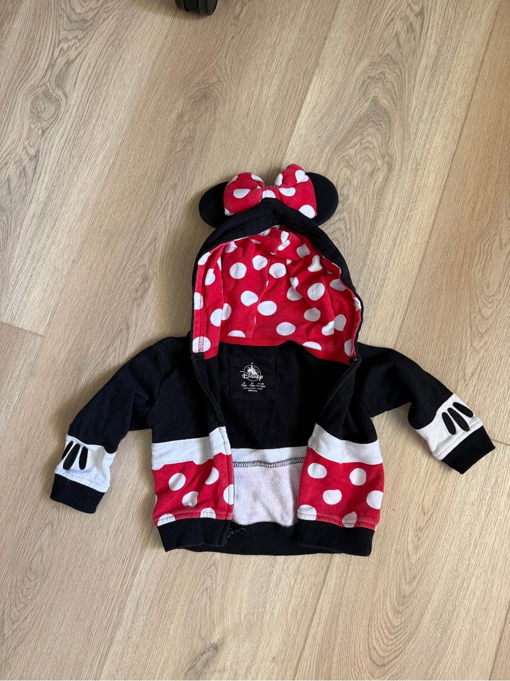Disney Minnie Mouse Black and Red Polka Dot Hooded Jacket